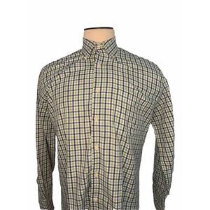 Peter Millar Shirt Men Large Blue Pockets Plaid Long Sleeve Collared Button Down